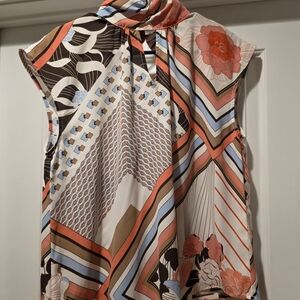 New York & Company Multicolor Geometric Button Down Shirt